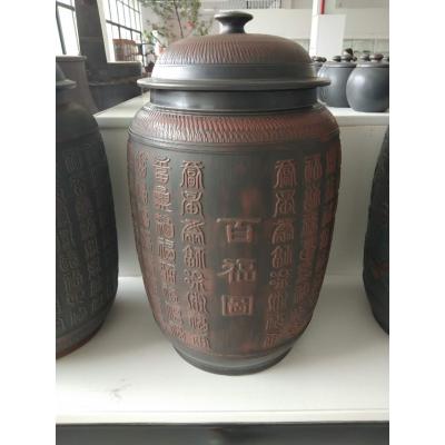 钦州陶茶叶罐纯手工拉坯手工精雕